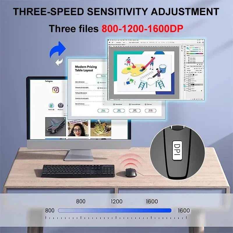 2.4G Wireless Ergonomic Mouse Rechargeable, 800–1600 DPI for PC, Laptop, MacBook Pro - Sales Gear Tech