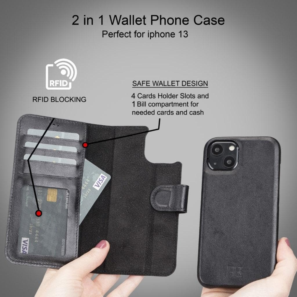 Full Leather Coating Detachable Wallet Case for Apple iPhone 13 Series - Sales Gear Tech