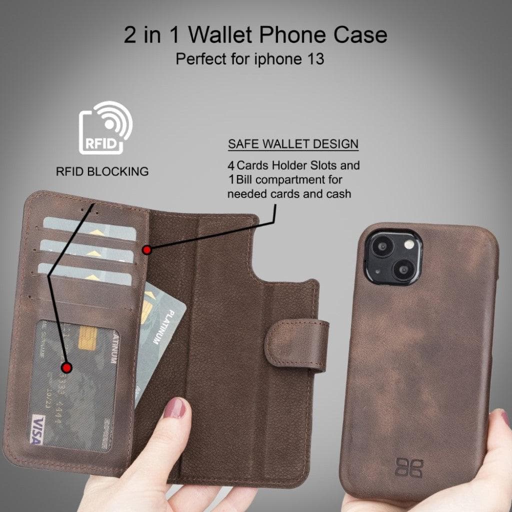 Full Leather Coating Detachable Wallet Case for Apple iPhone 13 Series - Sales Gear Tech