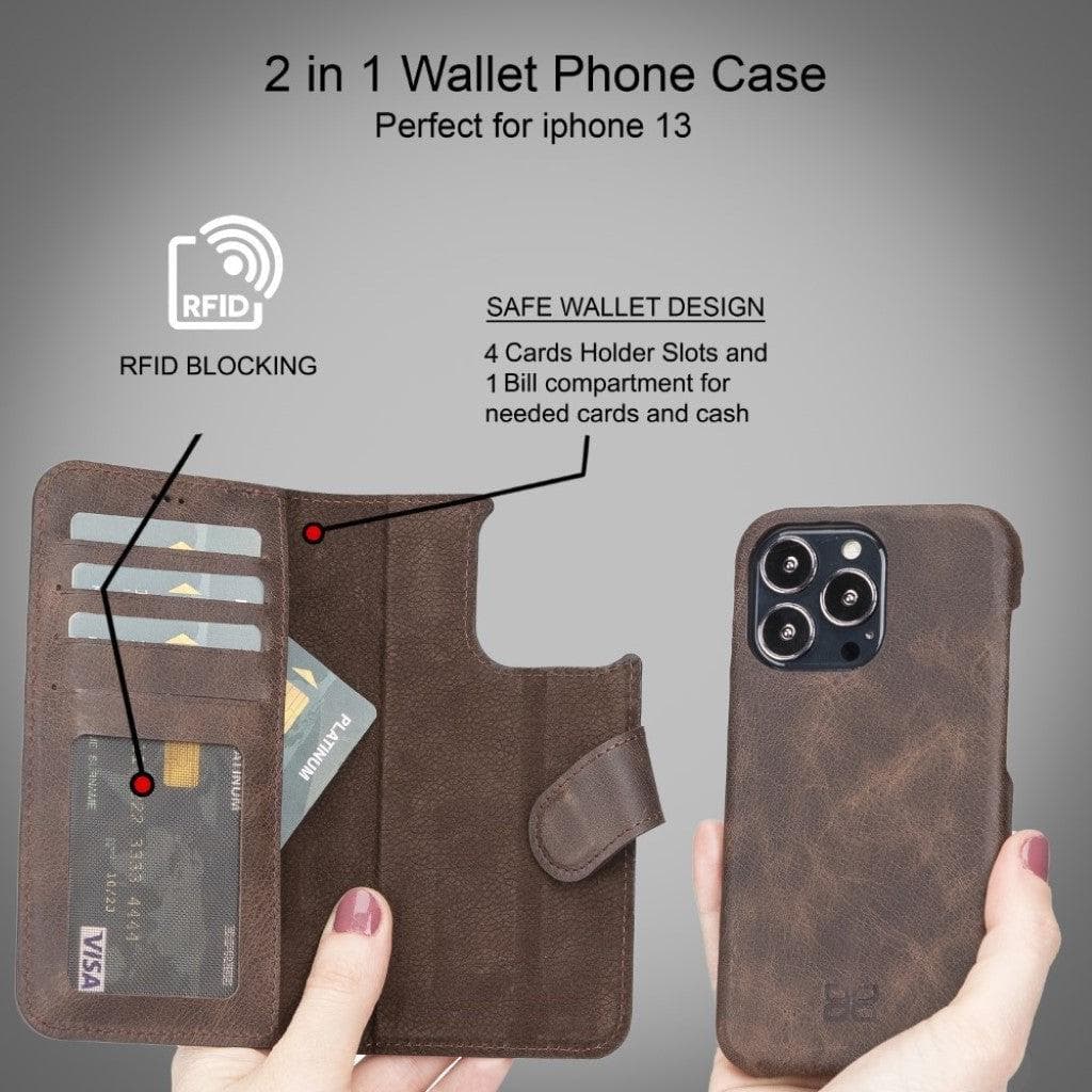 Full Leather Coating Detachable Wallet Case for Apple iPhone 13 Series - Sales Gear Tech