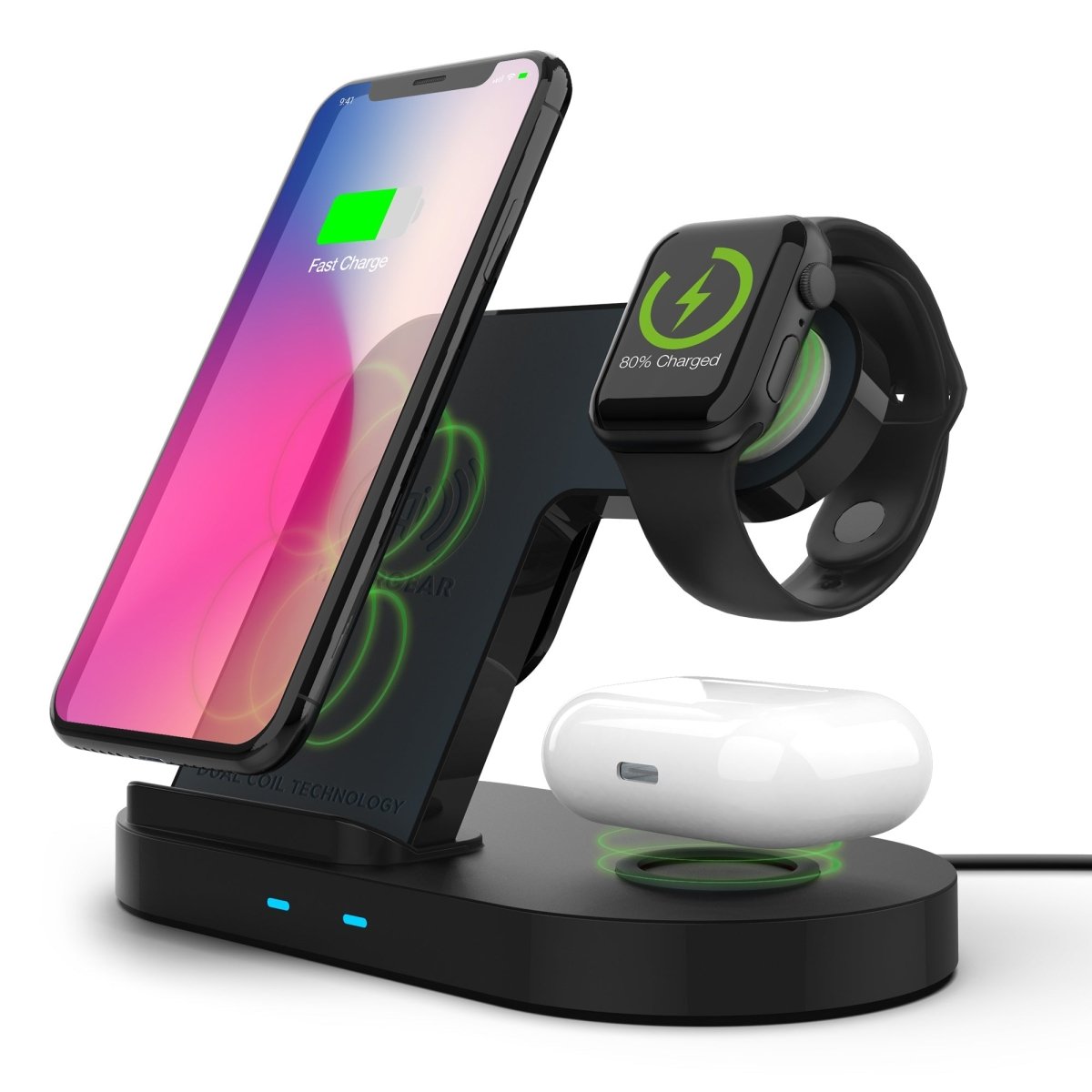Hypergear 3 - in - 1 Wireless Charging Dock Black (15328 - HYP) - Sales Gear Tech