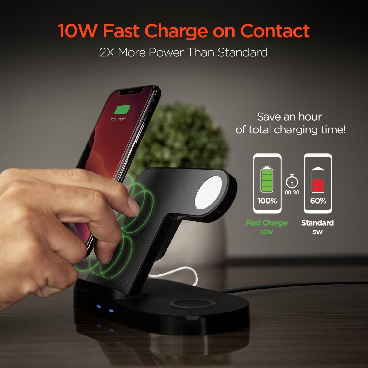 Hypergear 3 - in - 1 Wireless Charging Dock Black (15328 - HYP) - Sales Gear Tech