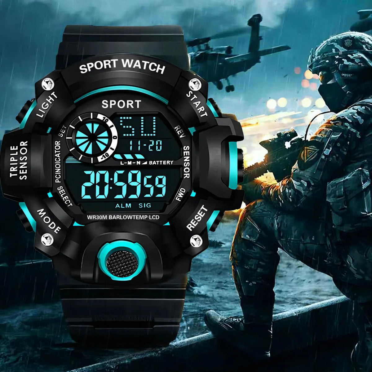 Men's Sports Military Waterproof Watch, Luminous, Multifunctional - Sales Gear Tech