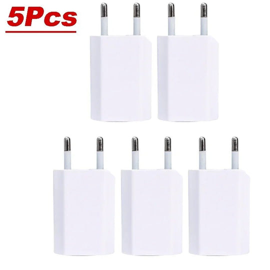 1–5PCS Mini 5V 1A USB Wall Charger EU Plug Power Adapter for iPhone, Samsung, Xiaomi & More - Sales Gear Tech