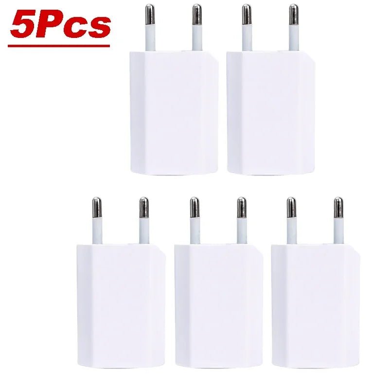 1–5PCS Mini 5V 1A USB Wall Charger EU Plug Power Adapter for iPhone, Samsung, Xiaomi & More - Sales Gear Tech