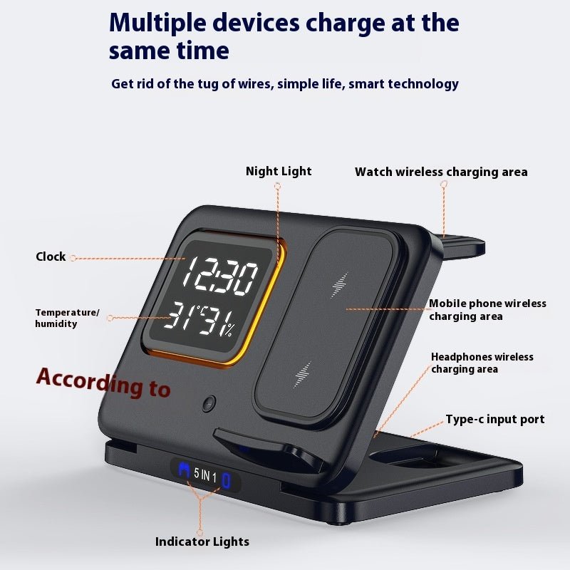 15W Wireless Chargers Stand 5 In1 LED Digital Alarm Clock Fast - Sales Gear Tech