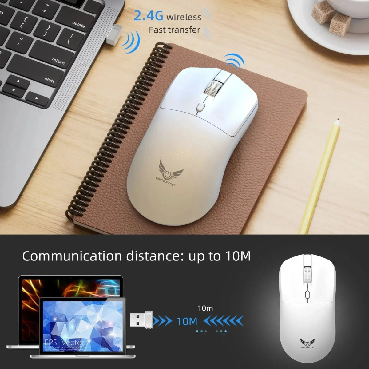 2.4G Wireless Ergonomic Mouse Rechargeable, 800–1600 DPI for PC, Laptop, MacBook Pro - Sales Gear Tech
