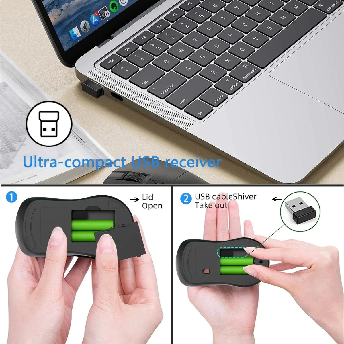 2.4G Wireless Ergonomic Mouse Rechargeable, 800–1600 DPI for PC, Laptop, MacBook Pro - Sales Gear Tech