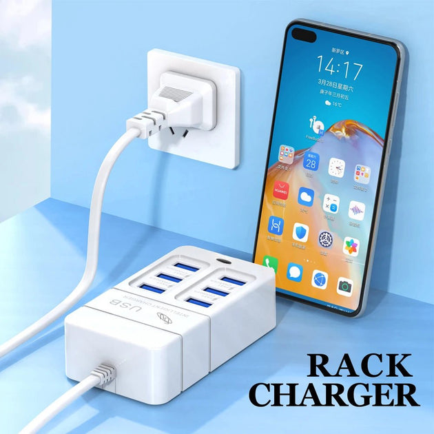 35W 6 - Port USB Fast Charger PD Type - C, Multiport Wall Adapter with EU/US Plug - Sales Gear Tech
