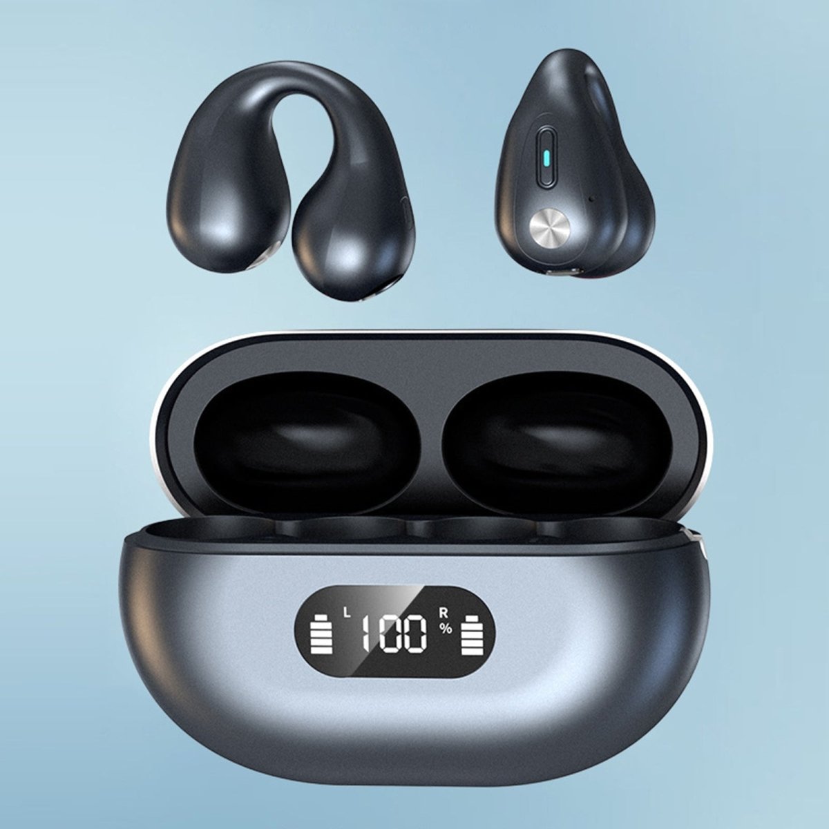 5.3 Bluetooth Open Ear Clip Wireless Earbuds with Earhooks & Digital - Sales Gear Tech
