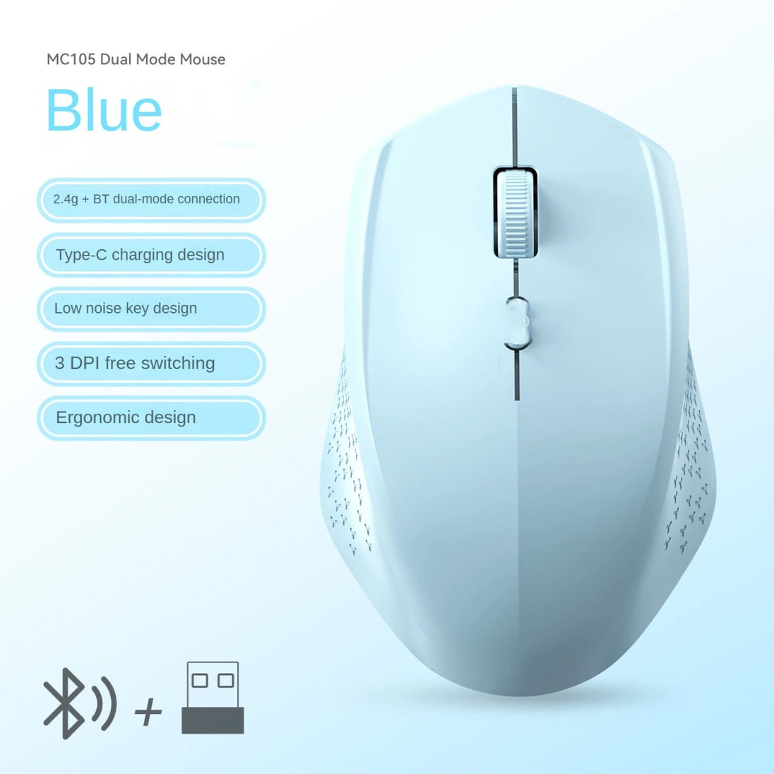 Bluetooth 5.2 Dual - Mode Wireless Mouse Silent, Rechargeable, 1600 DPI for Laptop, Win & Mac - Sales Gear Tech