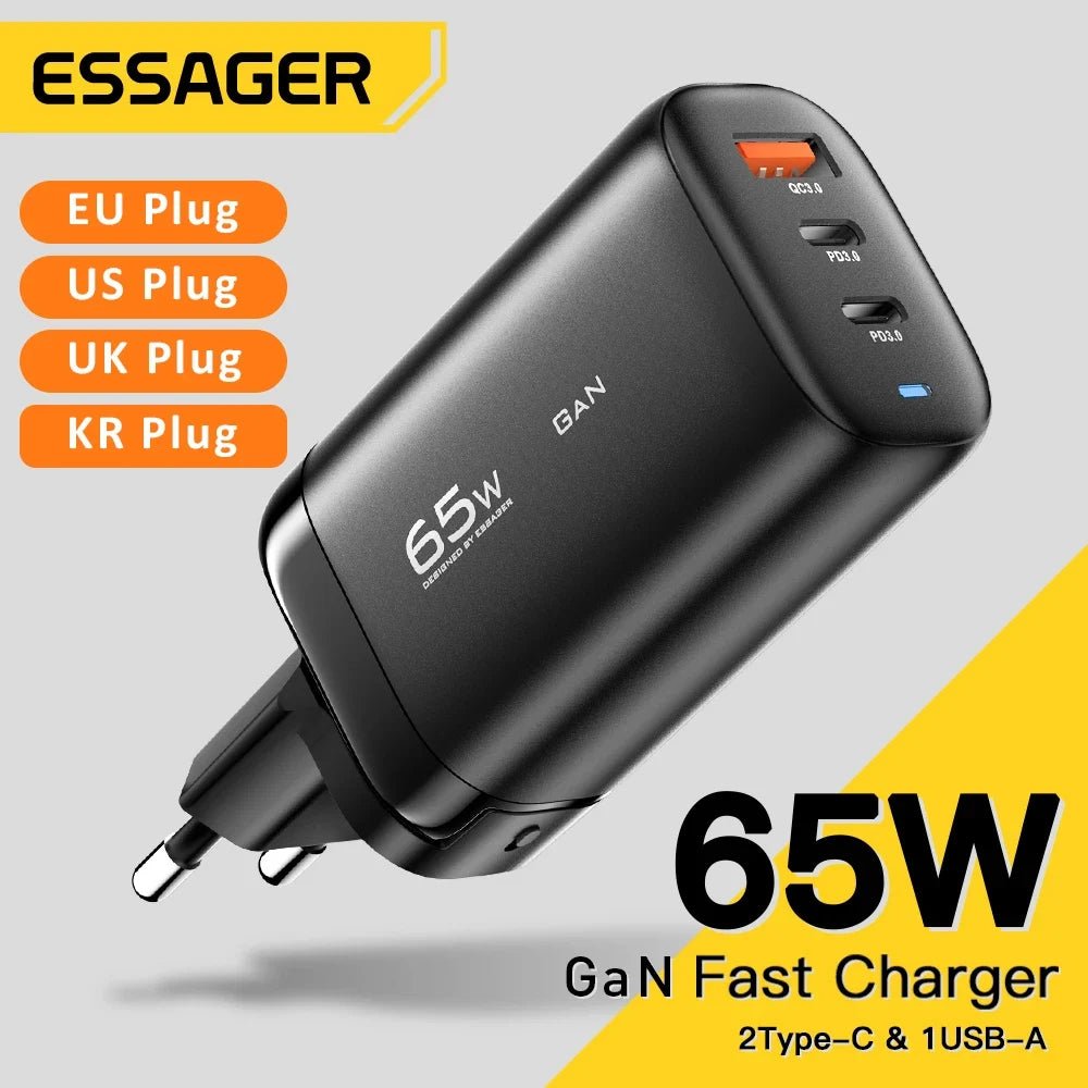 Essager 65W GaN USB - C Charger Fast Charge for Laptop, Samsung, iPhone 14/13, QC3.0 PD3.0 - Sales Gear Tech