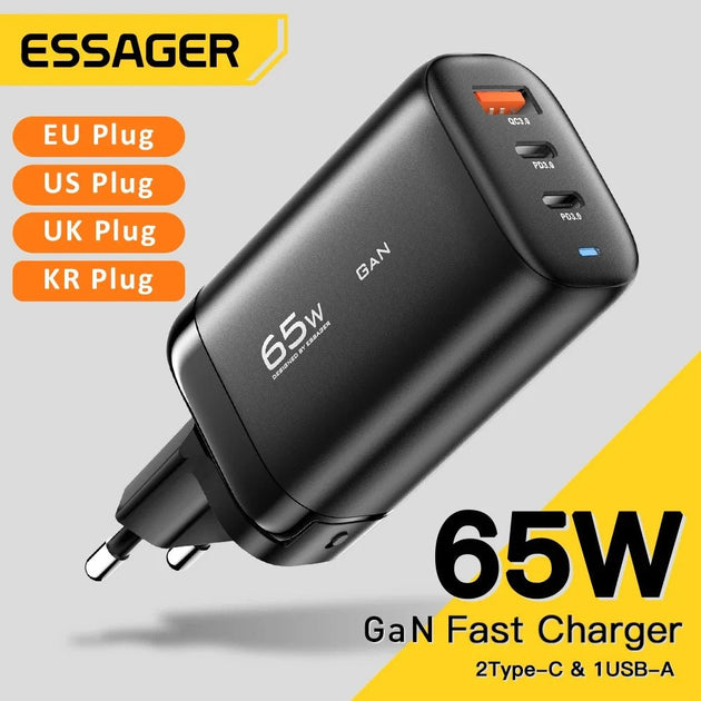 Essager 65W GaN USB - C Charger Fast Charge for Laptop, Samsung, iPhone 14/13, QC3.0 PD3.0 - Sales Gear Tech