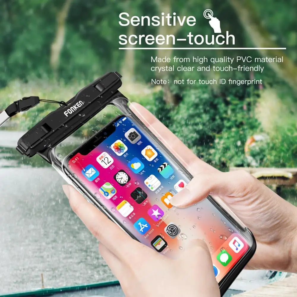 FONKEN Full View Waterproof Phone Case Transparent Dry Bag for Swimming, Snow & Rain - Sales Gear Tech