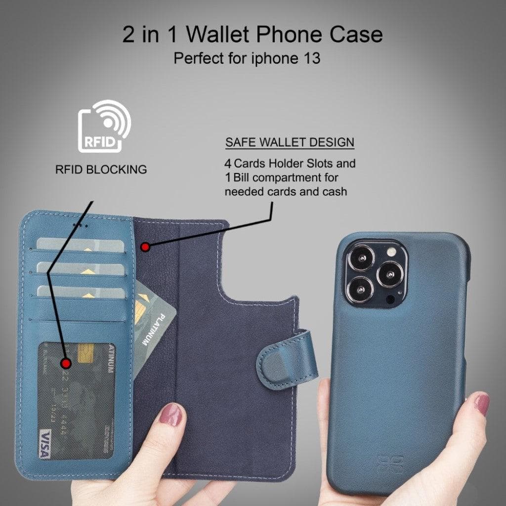 Full Leather Coating Detachable Wallet Case for Apple iPhone 13 Series - Sales Gear Tech
