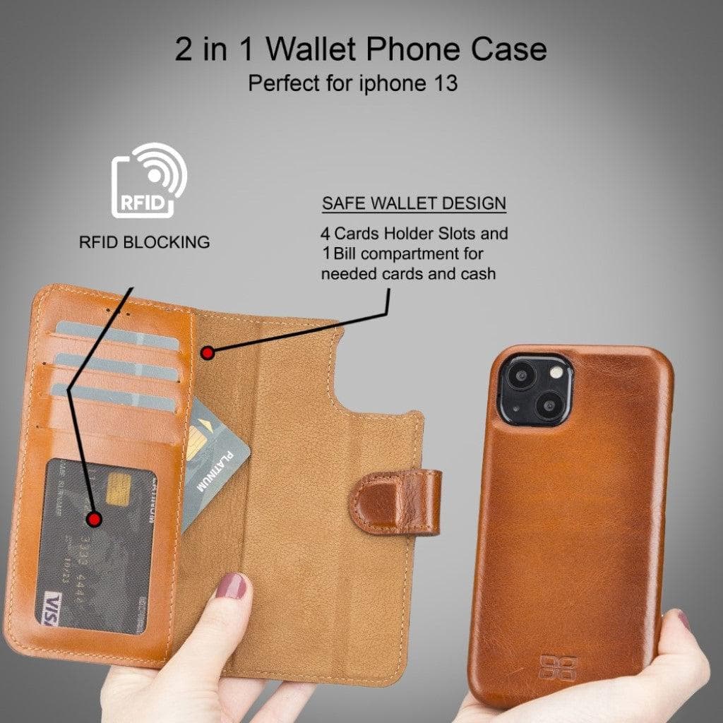 Full Leather Coating Detachable Wallet Case for Apple iPhone 13 Series - Sales Gear Tech