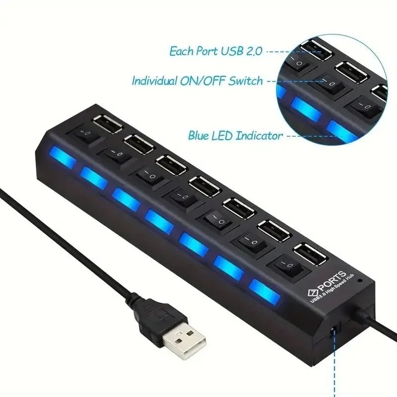 High Speed 4/7 Ports USB HUB 2.0 Adapter Expander Multi USB Splitter - Sales Gear Tech