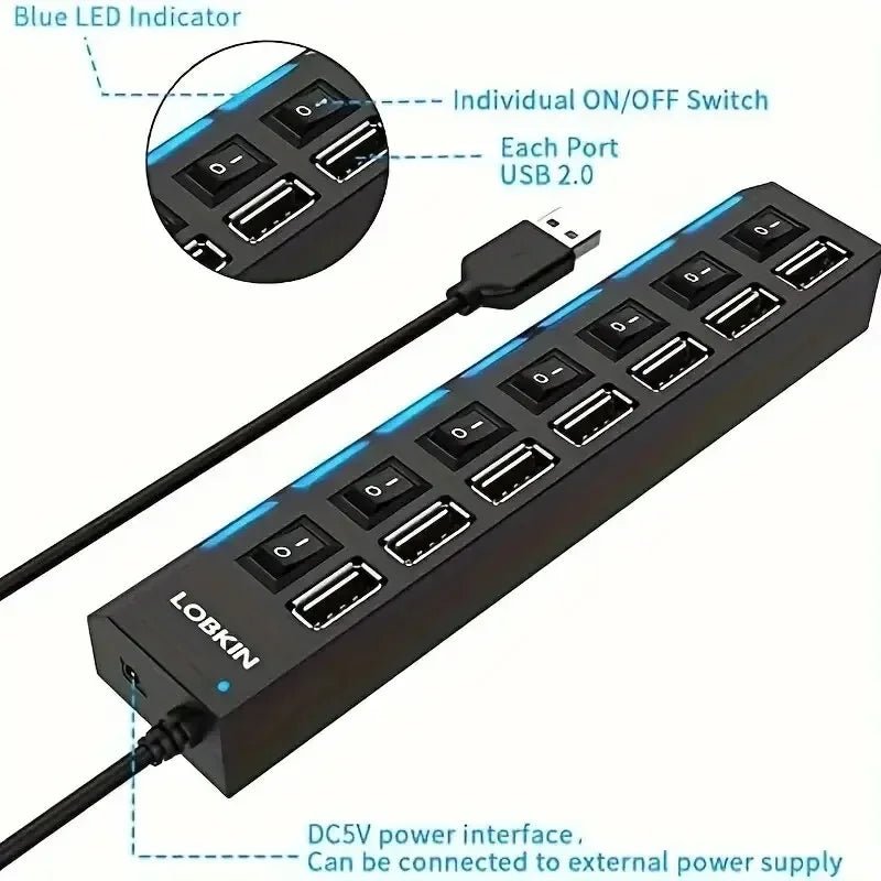 High Speed 4/7 Ports USB HUB 2.0 Adapter Expander Multi USB Splitter - Sales Gear Tech