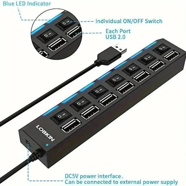High Speed 4/7 Ports USB HUB 2.0 Adapter Expander Multi USB Splitter - Sales Gear Tech