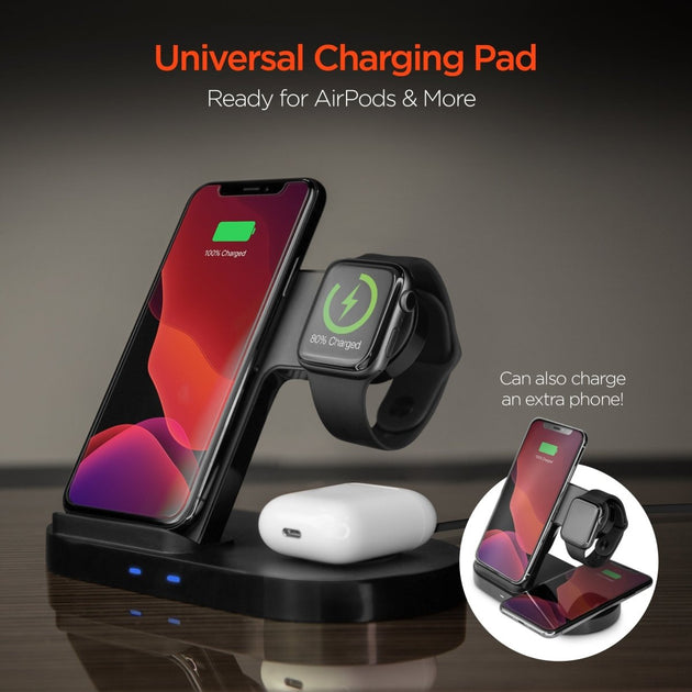 Hypergear 3 - in - 1 Wireless Charging Dock Black (15328 - HYP) - Sales Gear Tech