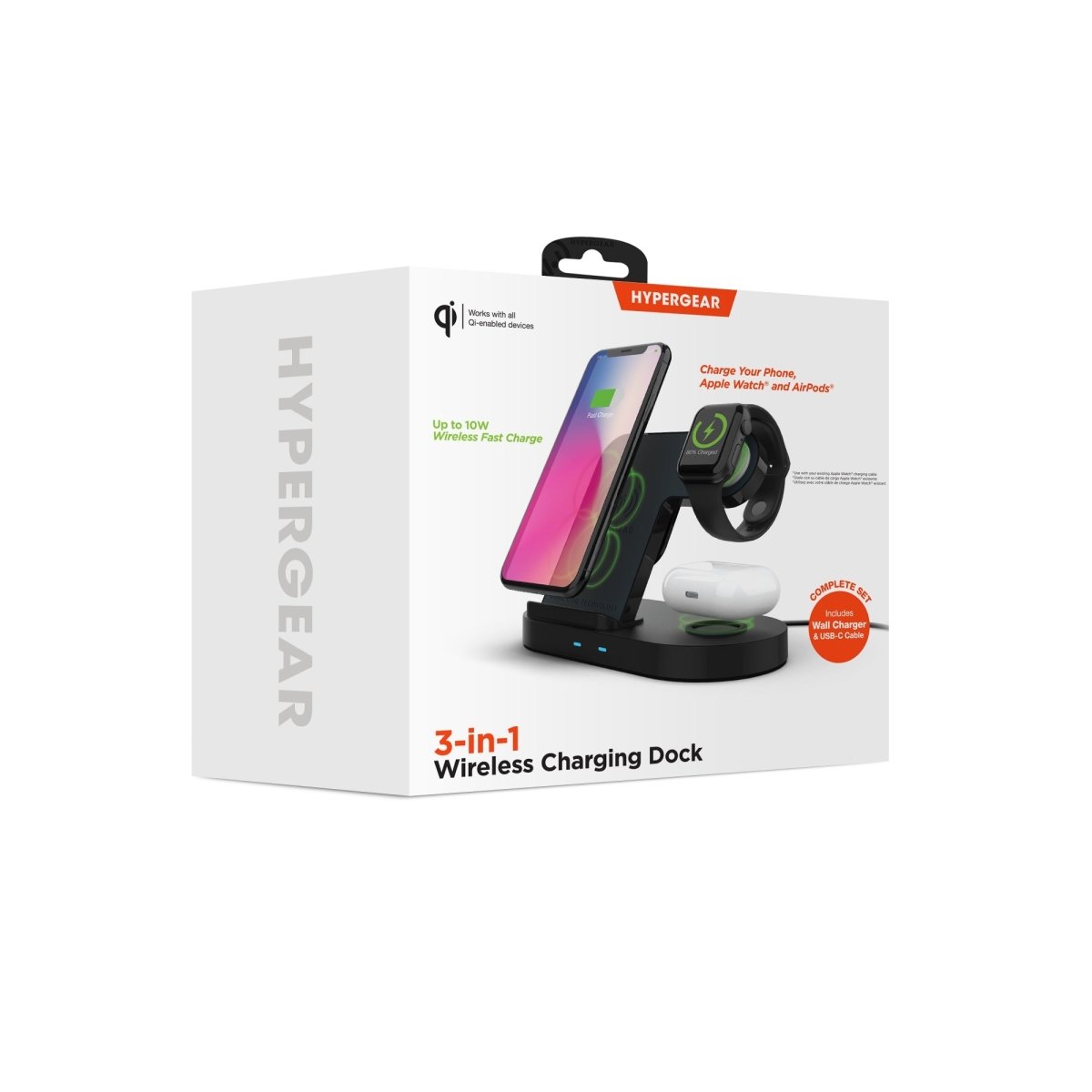 Hypergear 3 - in - 1 Wireless Charging Dock Black (15328 - HYP) - Sales Gear Tech