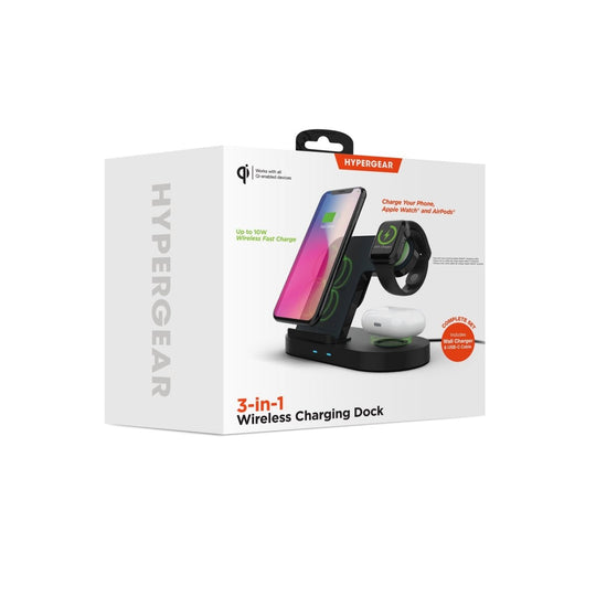Hypergear 3 - in - 1 Wireless Charging Dock Black (15328 - HYP) - Sales Gear Tech