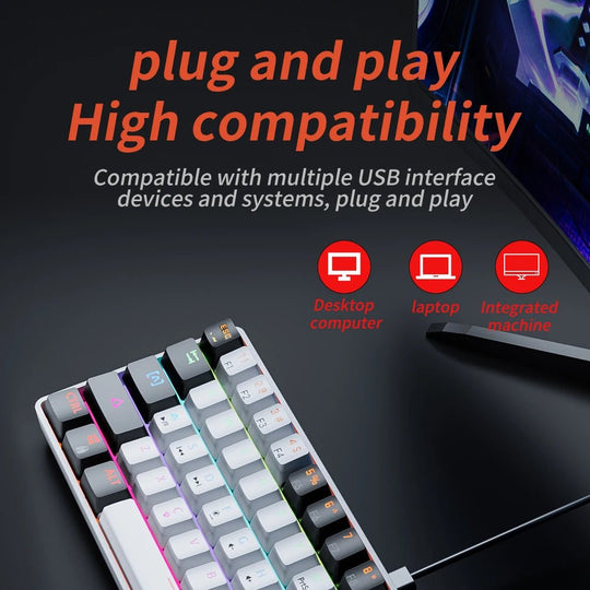MUCAI MK61 RGB backlit esports gaming mechanical keyboard with red - Sales Gear Tech