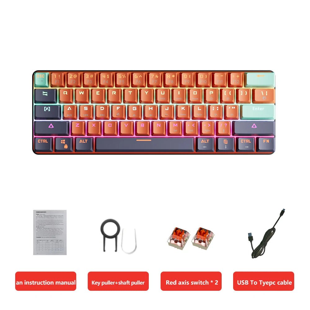 MUCAI MKA610 Mini Mechanical Gaming Keyboard 61 - Key with Red Switches - Sales Gear Tech