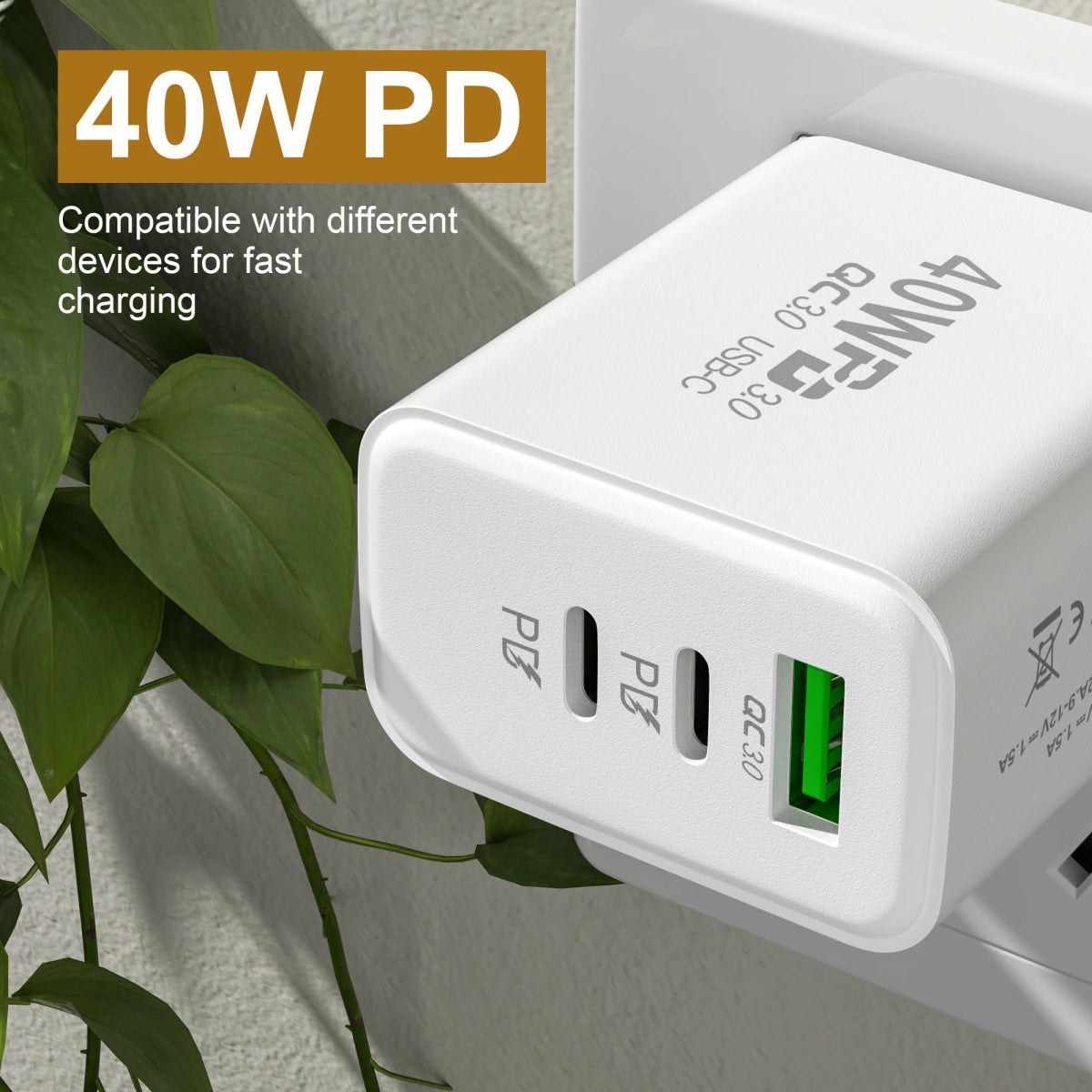 PD 40W USB - C Fast Charger Quick Charge Wall Adapter for iPhone 16 Pro, Samsung, Xiaomi - Sales Gear Tech