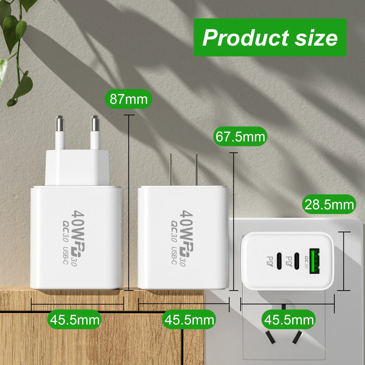 PD 40W USB - C Fast Charger Quick Charge Wall Adapter for iPhone 16 Pro, Samsung, Xiaomi - Sales Gear Tech