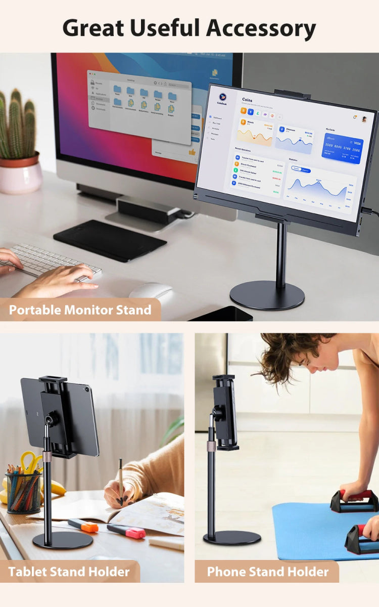 Portable Monitor Stand Adjustable Height Desktop Monitor Bracket for 4.7 - 17.3 inch Phone Tablet Monitor Support Holder - SalesGearTech.com