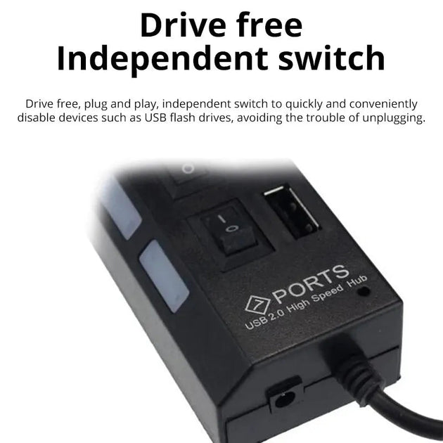 Switch Extension Hub 7 - port USB2.0 Hub Computer USB Extension Hub One - Sales Gear Tech