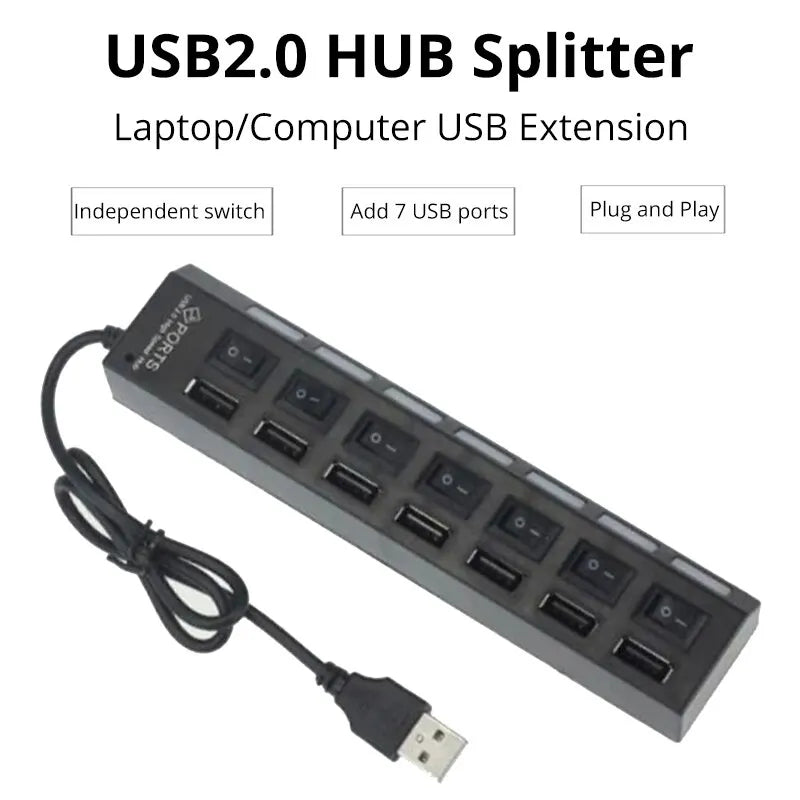 Switch Extension Hub 7 - port USB2.0 Hub Computer USB Extension Hub One - Sales Gear Tech