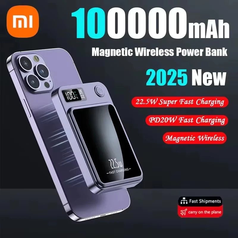 Xiaomi 100000mAh Magnetic Power Bank Wireless Fast Charger for MagSafe, iPhone, Samsung, Huawei - Sales Gear Tech